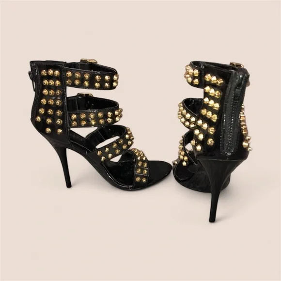 Gorgeous & Sexy Studded Black and Gold Women's Heels - Frederick’s of Hollywood - Picture 2 of 5
